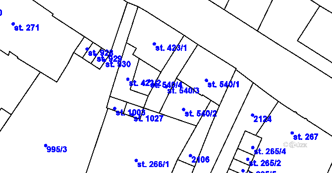 Parcela st. 540/3 v KÚ Mariánské Lázně, Katastrální mapa