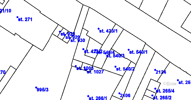 Parcela st. 540/4 v KÚ Mariánské Lázně, Katastrální mapa