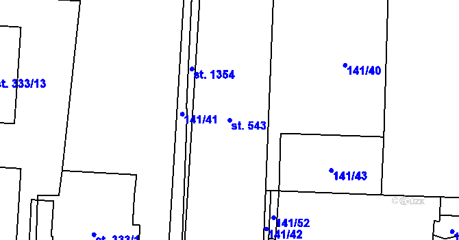 Parcela st. 543 v KÚ Mariánské Lázně, Katastrální mapa
