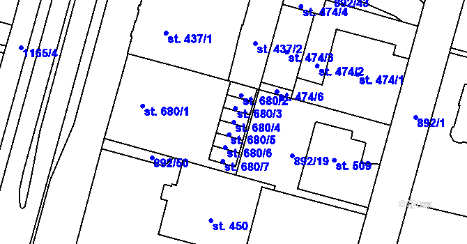 Parcela st. 680/4 v KÚ Mariánské Lázně, Katastrální mapa