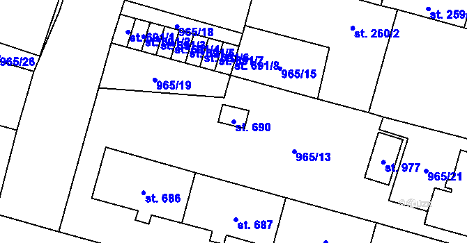 Parcela st. 690 v KÚ Mariánské Lázně, Katastrální mapa