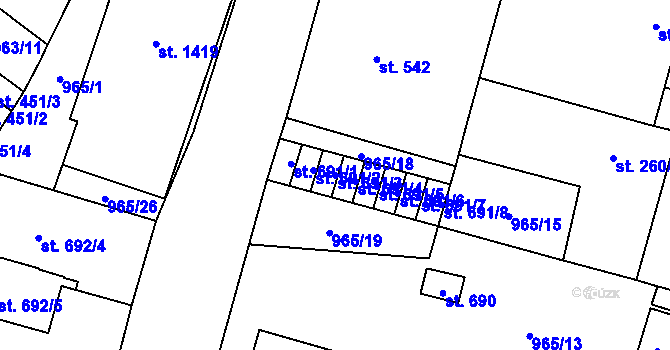 Parcela st. 691/3 v KÚ Mariánské Lázně, Katastrální mapa
