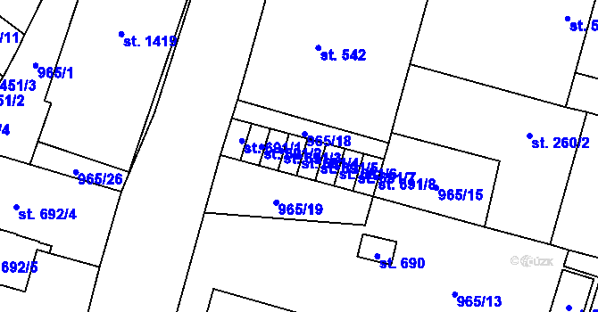 Parcela st. 691/4 v KÚ Mariánské Lázně, Katastrální mapa