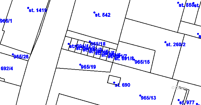 Parcela st. 691/6 v KÚ Mariánské Lázně, Katastrální mapa