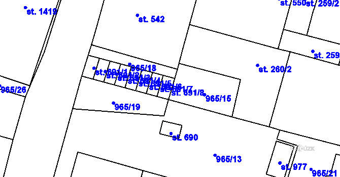 Parcela st. 691/8 v KÚ Mariánské Lázně, Katastrální mapa