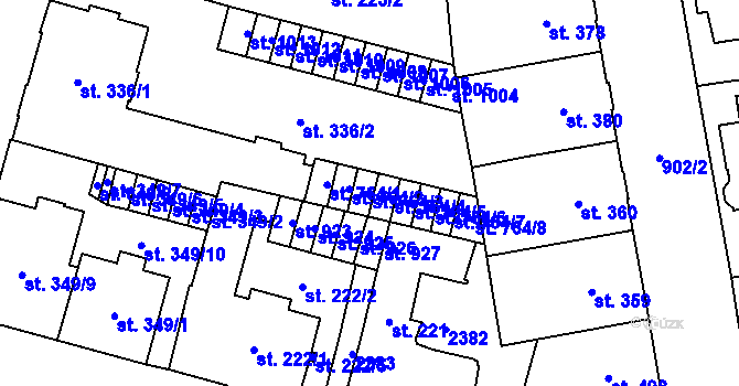 Parcela st. 764/3 v KÚ Mariánské Lázně, Katastrální mapa