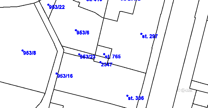Parcela st. 765 v KÚ Mariánské Lázně, Katastrální mapa