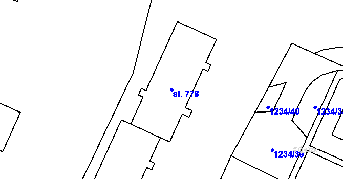 Parcela st. 778 v KÚ Mariánské Lázně, Katastrální mapa