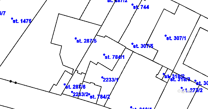 Parcela st. 784/1 v KÚ Mariánské Lázně, Katastrální mapa
