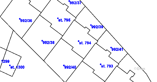 Parcela st. 794 v KÚ Mariánské Lázně, Katastrální mapa