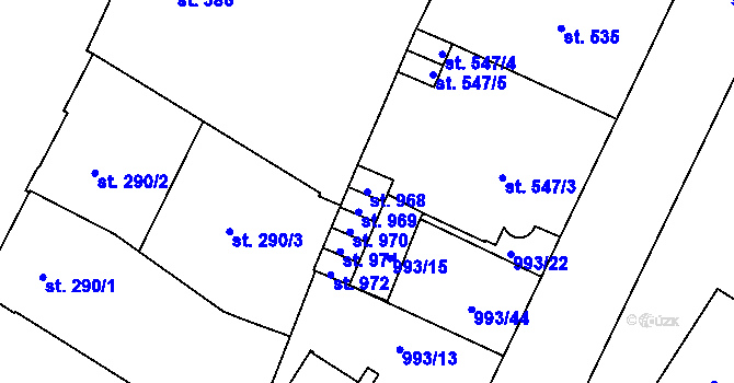 Parcela st. 968 v KÚ Mariánské Lázně, Katastrální mapa