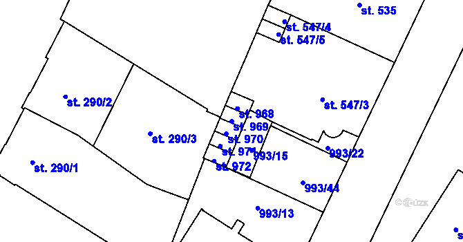 Parcela st. 969 v KÚ Mariánské Lázně, Katastrální mapa