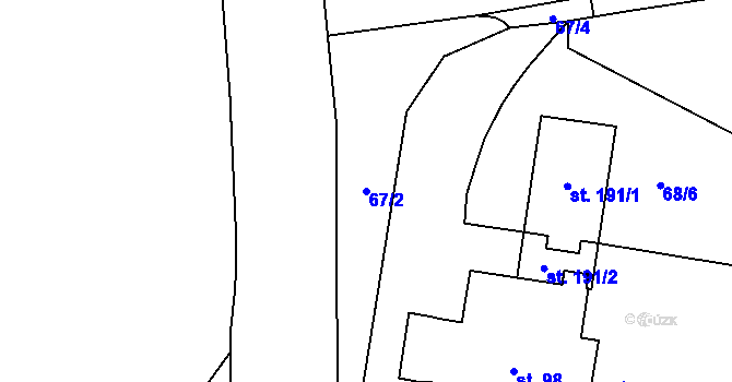 Parcela st. 67/2 v KÚ Mariánské Lázně, Katastrální mapa