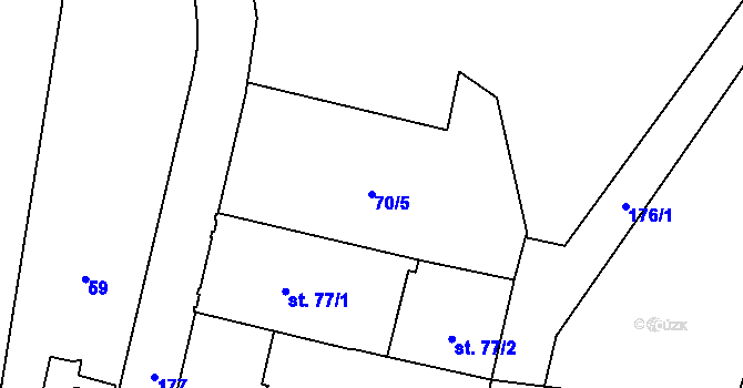 Parcela st. 70/5 v KÚ Mariánské Lázně, Katastrální mapa