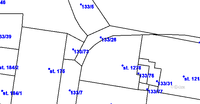 Parcela st. 133/22 v KÚ Mariánské Lázně, Katastrální mapa