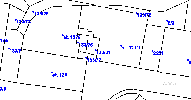 Parcela st. 133/31 v KÚ Mariánské Lázně, Katastrální mapa