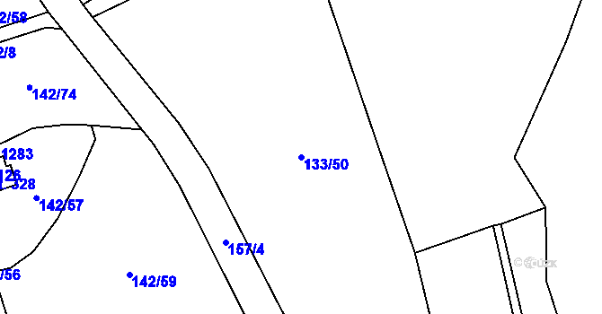 Parcela st. 133/50 v KÚ Mariánské Lázně, Katastrální mapa