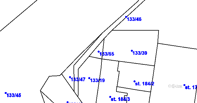 Parcela st. 133/55 v KÚ Mariánské Lázně, Katastrální mapa