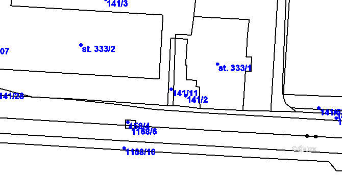 Parcela st. 141/11 v KÚ Mariánské Lázně, Katastrální mapa