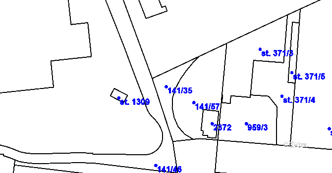 Parcela st. 141/35 v KÚ Mariánské Lázně, Katastrální mapa