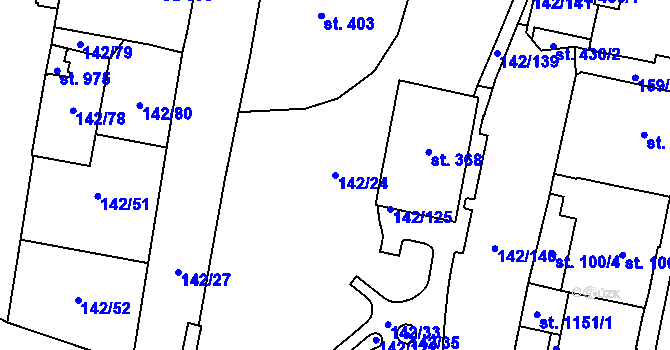 Parcela st. 142/24 v KÚ Mariánské Lázně, Katastrální mapa