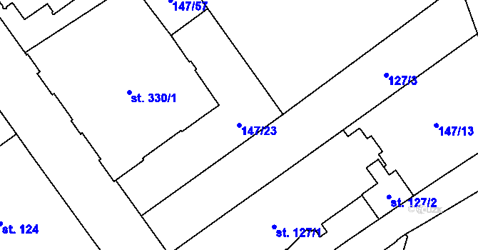 Parcela st. 147/23 v KÚ Mariánské Lázně, Katastrální mapa