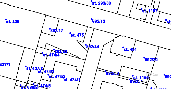 Parcela st. 892/44 v KÚ Mariánské Lázně, Katastrální mapa