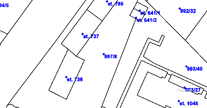 Parcela st. 997/8 v KÚ Mariánské Lázně, Katastrální mapa