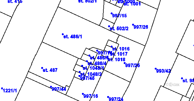 Parcela st. 997/14 v KÚ Mariánské Lázně, Katastrální mapa