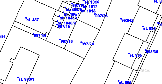 Parcela st. 997/24 v KÚ Mariánské Lázně, Katastrální mapa