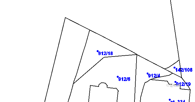 Parcela st. 912/18 v KÚ Mariánské Lázně, Katastrální mapa
