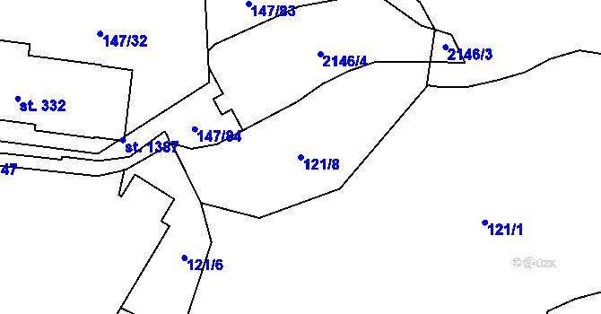 Parcela st. 121/8 v KÚ Mariánské Lázně, Katastrální mapa