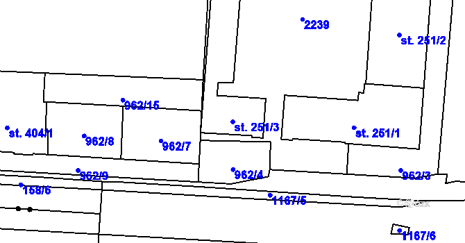 Parcela st. 251/3 v KÚ Mariánské Lázně, Katastrální mapa