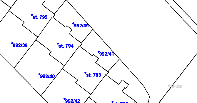 Parcela st. 992/41 v KÚ Mariánské Lázně, Katastrální mapa