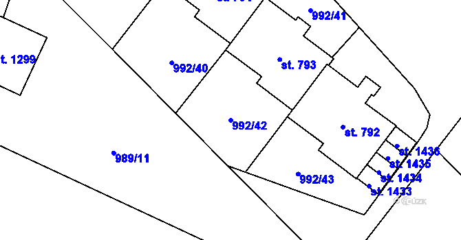 Parcela st. 992/42 v KÚ Mariánské Lázně, Katastrální mapa