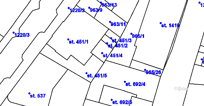 Parcela st. 451/4 v KÚ Mariánské Lázně, Katastrální mapa