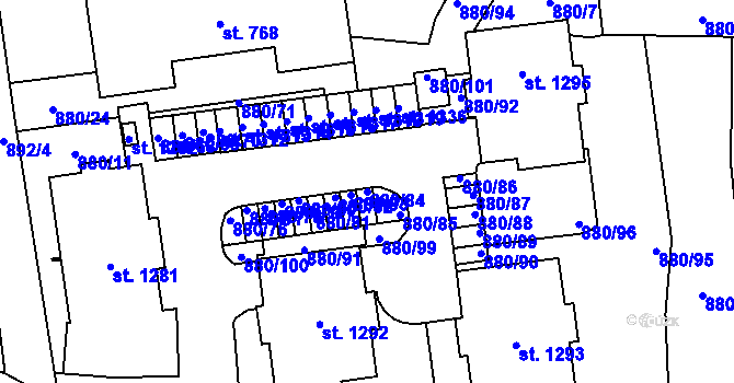Parcela st. 880/84 v KÚ Mariánské Lázně, Katastrální mapa