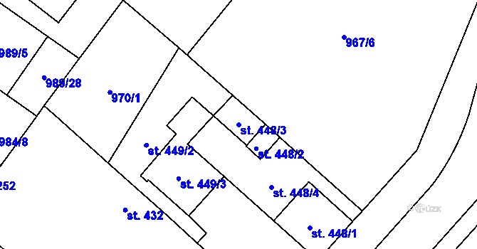 Parcela st. 448/3 v KÚ Mariánské Lázně, Katastrální mapa