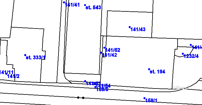 Parcela st. 141/42 v KÚ Mariánské Lázně, Katastrální mapa