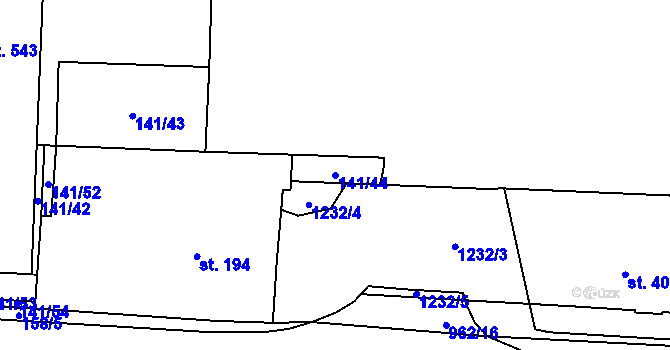 Parcela st. 141/44 v KÚ Mariánské Lázně, Katastrální mapa
