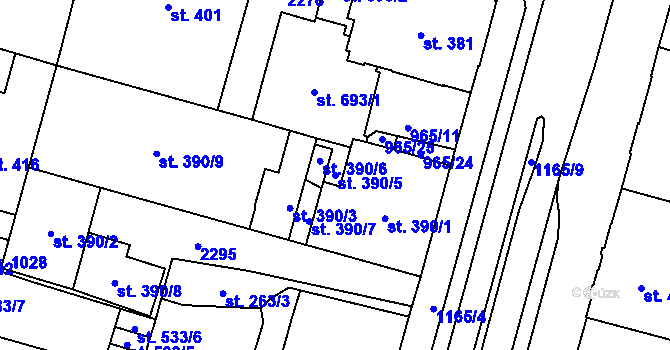 Parcela st. 390/5 v KÚ Mariánské Lázně, Katastrální mapa