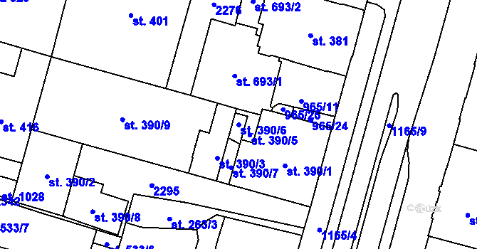 Parcela st. 390/6 v KÚ Mariánské Lázně, Katastrální mapa