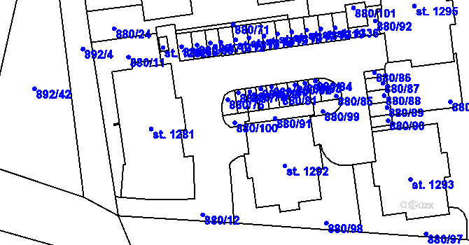 Parcela st. 880/100 v KÚ Mariánské Lázně, Katastrální mapa
