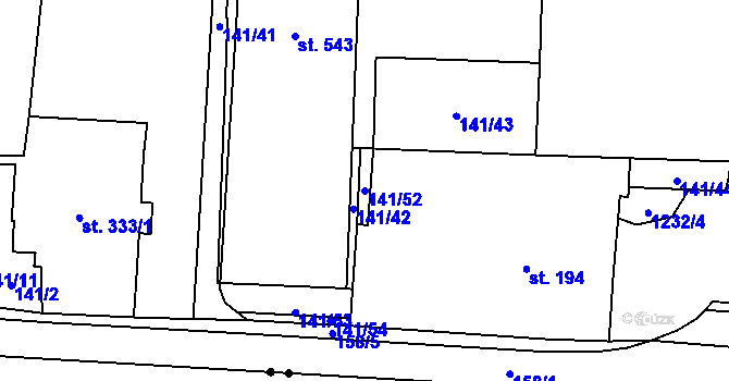 Parcela st. 141/52 v KÚ Mariánské Lázně, Katastrální mapa