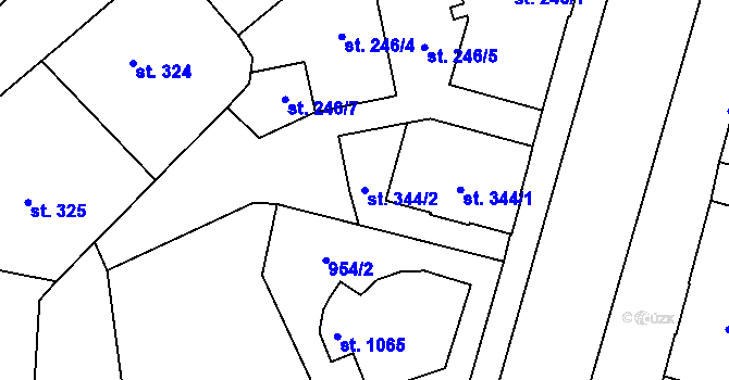 Parcela st. 344/2 v KÚ Mariánské Lázně, Katastrální mapa