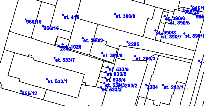 Parcela st. 390/8 v KÚ Mariánské Lázně, Katastrální mapa