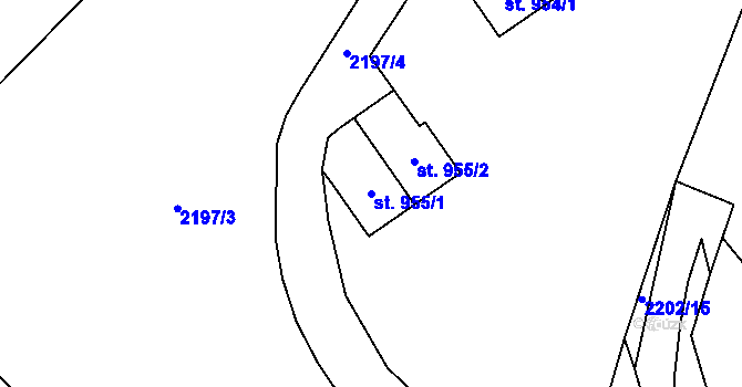 Parcela st. 955/1 v KÚ Mariánské Lázně, Katastrální mapa