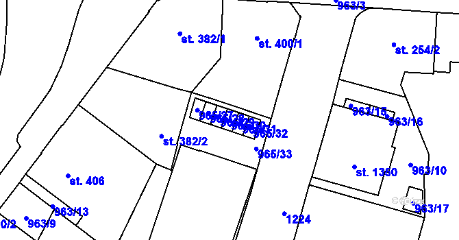 Parcela st. 965/30 v KÚ Mariánské Lázně, Katastrální mapa