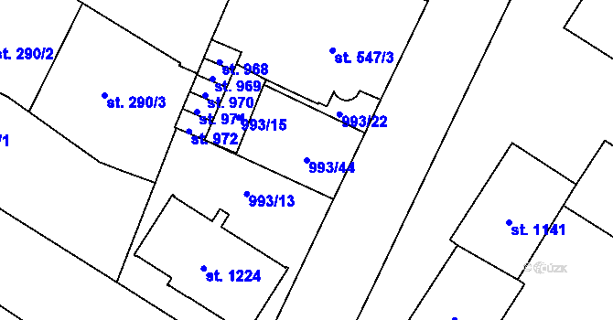 Parcela st. 993/44 v KÚ Mariánské Lázně, Katastrální mapa