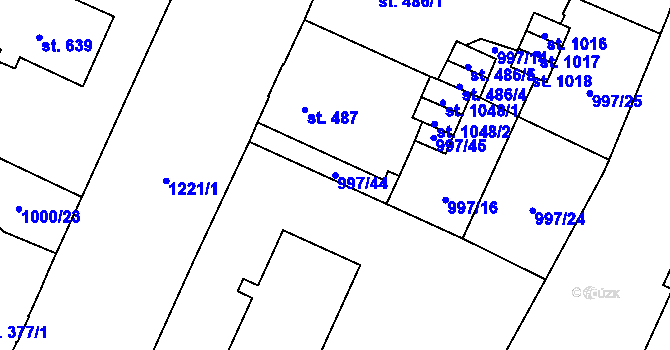 Parcela st. 997/44 v KÚ Mariánské Lázně, Katastrální mapa